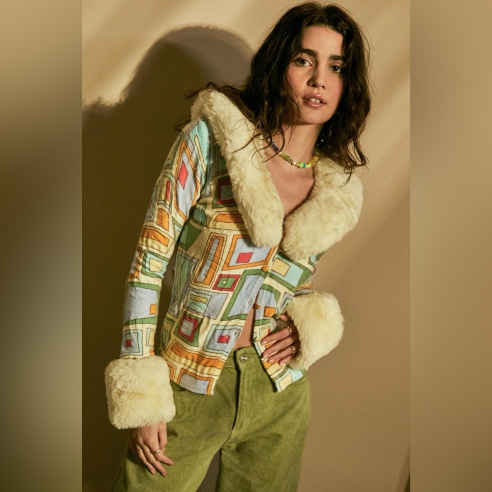 House of Sunny Pepperland Peggy Cardigan with Faux Fur